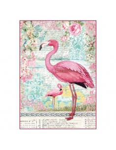 Papel de arroz Din A4 pink flamingo